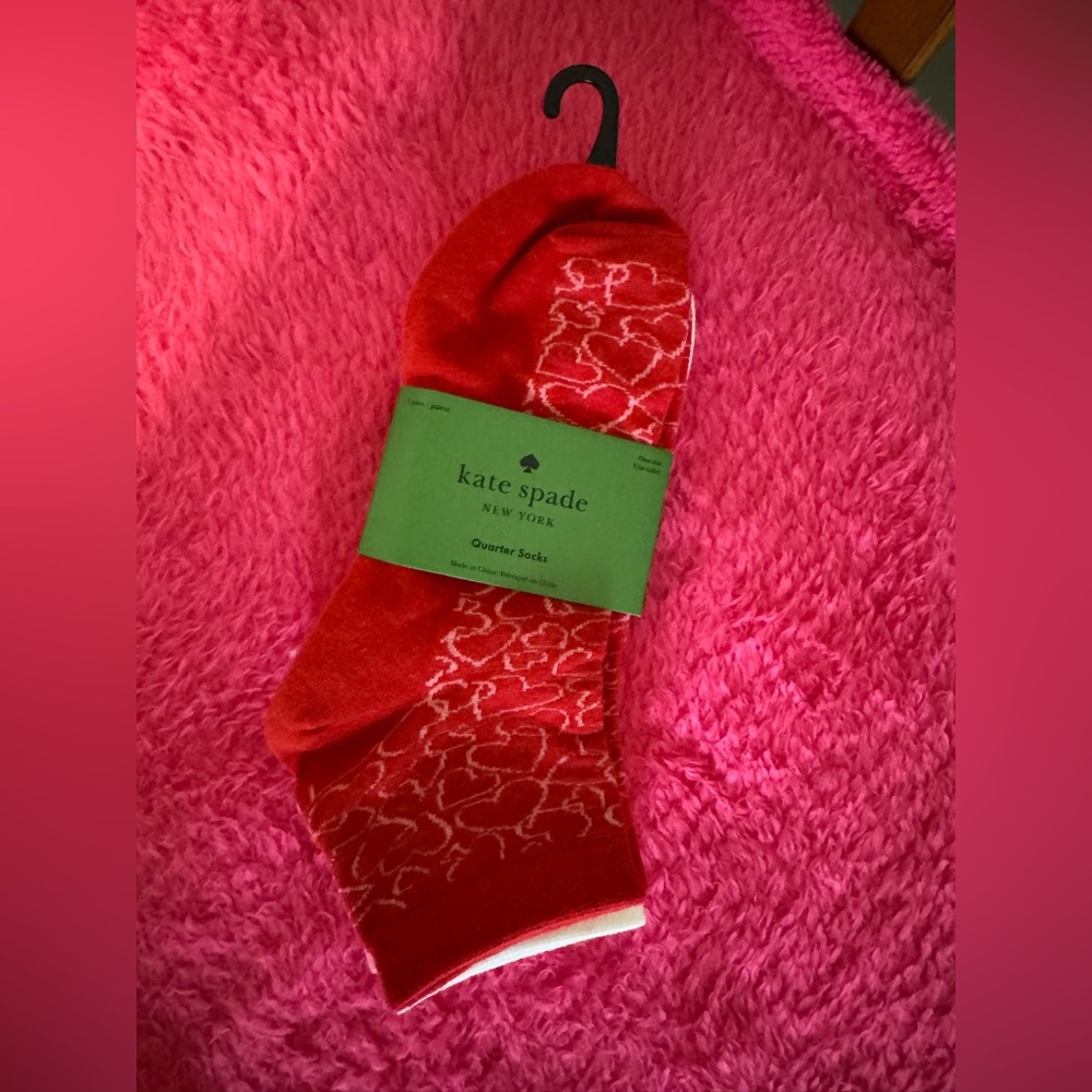 Kate Spade Red Socks with Heart Design Valentine’s Day pack of 3 socks